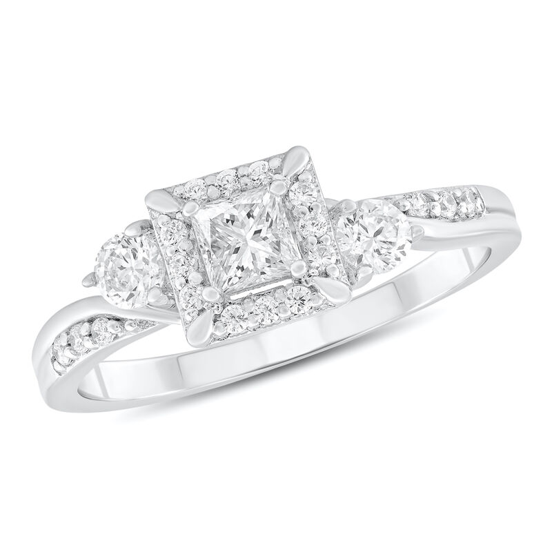 Round Diamond 1/2ctw. Halo Engagement Ring in 14k White Gold image number null